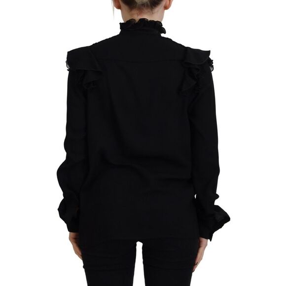 Dsquared² Black Lace Trim Turtle Neck Long Sleeves Women's Top (Pre-Owned) - Picture 3 of 5